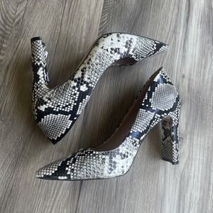 Aldo‎ Cassedy Snake Print Heels Pumps Shoes Size 8.5 Mobwife Bold Art Point Toe